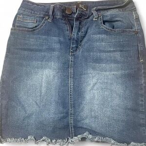 1822 Denim Classic Blue Frayed Midi Skirt